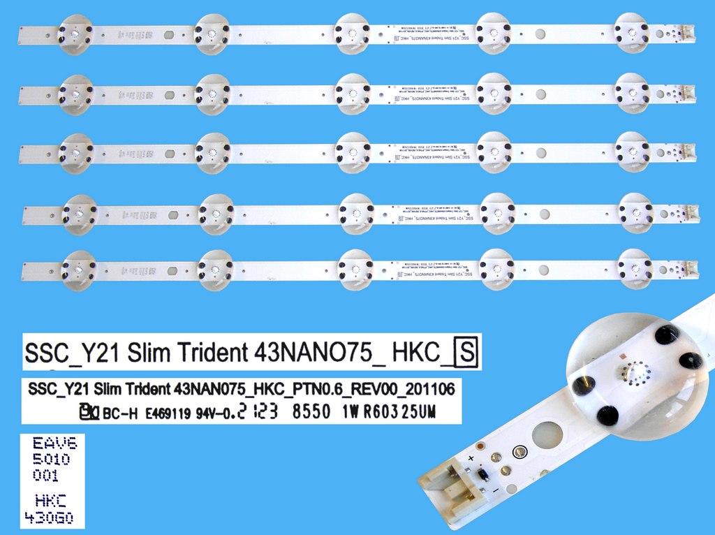 LED podsvit 467mm sada LG celkem 5 pásků / DLED Backlight SSC_Y21_Slim Trident 43NANO75