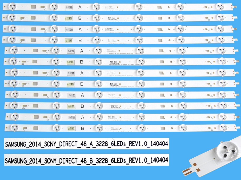 LED podsvit 477mm sada Sony celkem 12 kusů / LED Backlight 6DLED, SONY_DIRECT_48_A_3228_6LED / LM41-00091N + SONY_DIRECT_48_B_3228_6LED / LM41-00091P