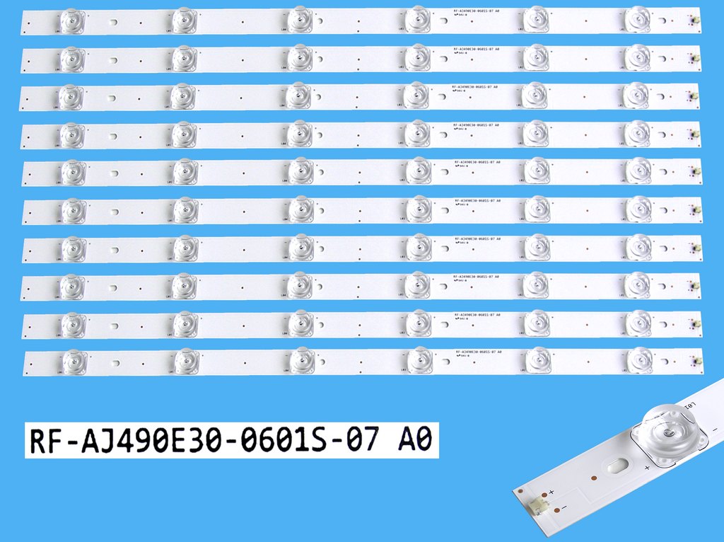 LED podsvit 493mm sada Sharp celkem 10 pásků / D-LED Backlight RF-AJ490E30-0601S-07 A0 / 4KE02G001