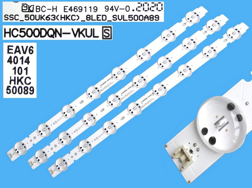 LED podsvit 520mm sada LG AGM76150301AL celkem 3 pásky / DLED TOTAL ARRAY 8 D-LED, HC500DQN-VKUL Trident_SSC_50UK63(HKC)_8LED_SVL500A89 / EAV64014101 náhrada