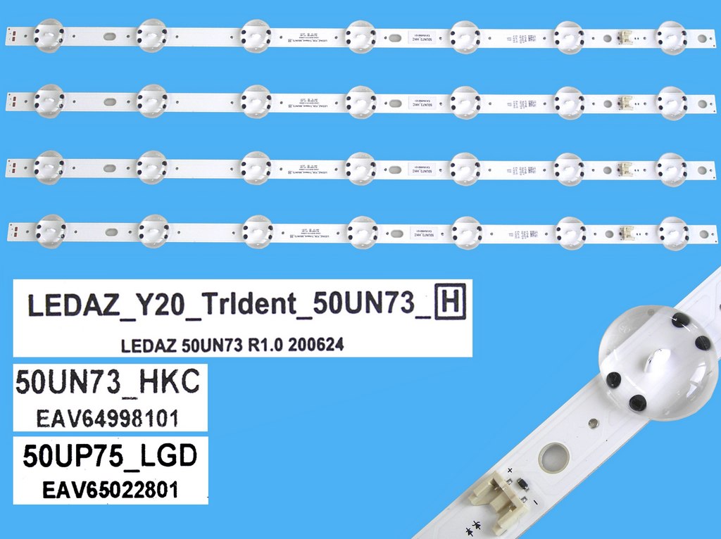 LED podsvit 520mm sada LG AGM76911901 celkem 4 kusy / DLED Backlight / 7 D-LED, LEDAZ_Y20_Trident_50UN73_R1.0 / 50UN73_HKC / 50UP75_LGD / EAV64998101