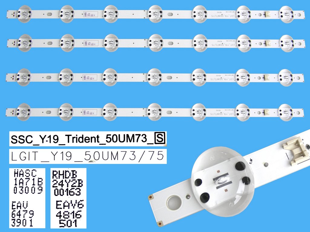 LED podsvit 520mm sada LG celkem 4 kusy / DLED Backlight 520mm  LGIT_Trident_Y19_50UM73/75 náhrada / SSC_Y19_Trident_50UM73_REV00  / EAV64793901 / EAV64816501