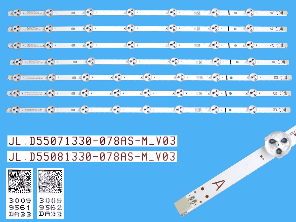 LED podsvit 535mm sada Vestel celkem 7 pásků / D-LED backlight 55" 23624366 / 30099561 JL.D55071330-078AS-M_V03 + 30099562 JL.D55081330-078AS-M_V03