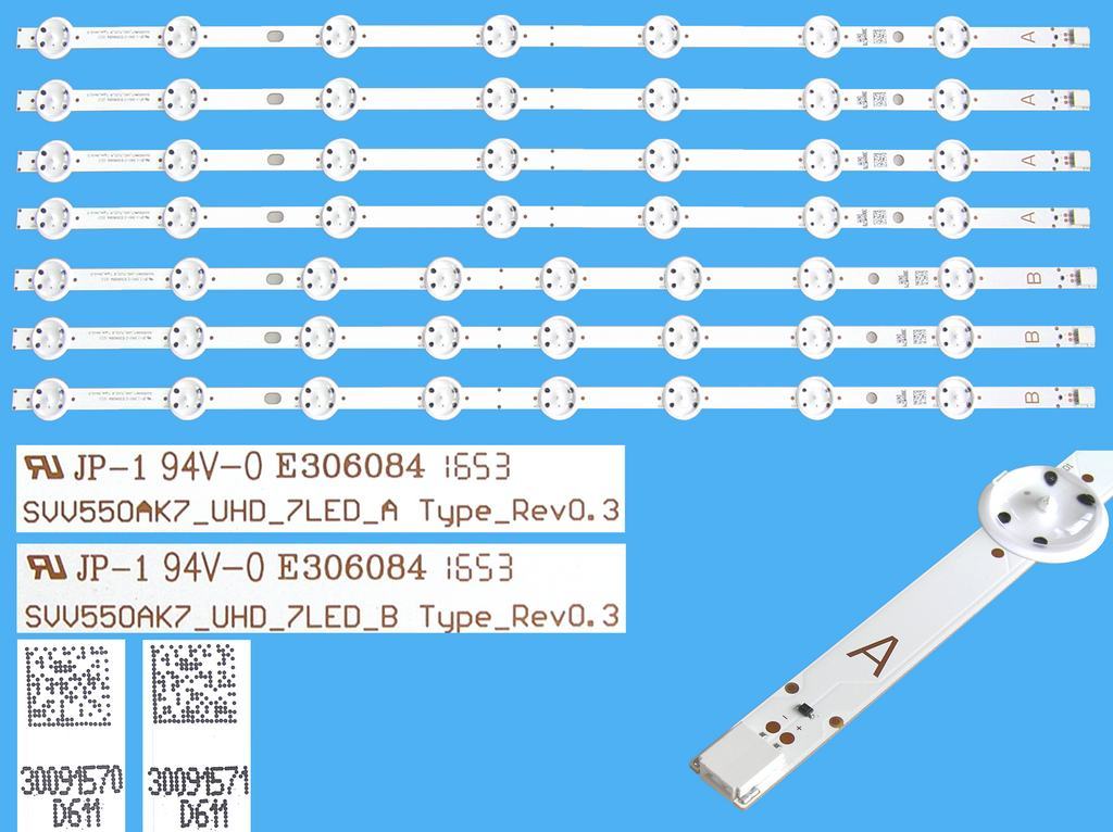 LED podsvit 535mm sada vestel celkem 7 pásků / D-LED backlight 55" UHD 23349472 SVV550AK7-UHD-7LED / 30091570 + 30091571 náhradní výrobce