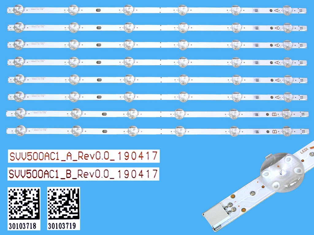 LED podsvit 537mm sada Vestel 23642249 celkem 8 pásků / D-LED Backlight Array SVV500AC1 30103718 + 30103719