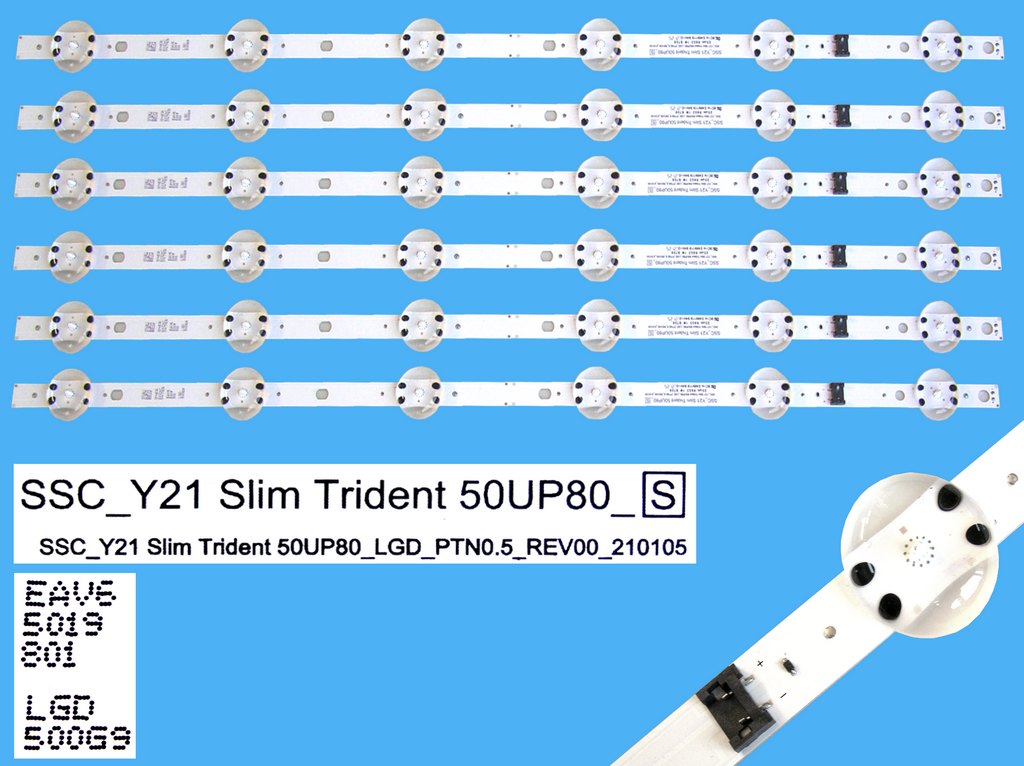 LED podsvit 544mm sada LG celkem 6 pásků / DLED Backlight SSC_Y21_Slim Trident 50UP80_LGD_PTN0.5_Rev00