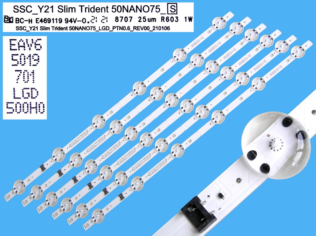 LED podsvit 545mm sada LG AGF30112006LG celkem 6 kusů / DLED Backlight SSC_Y21_Slim Trident 50NANO75