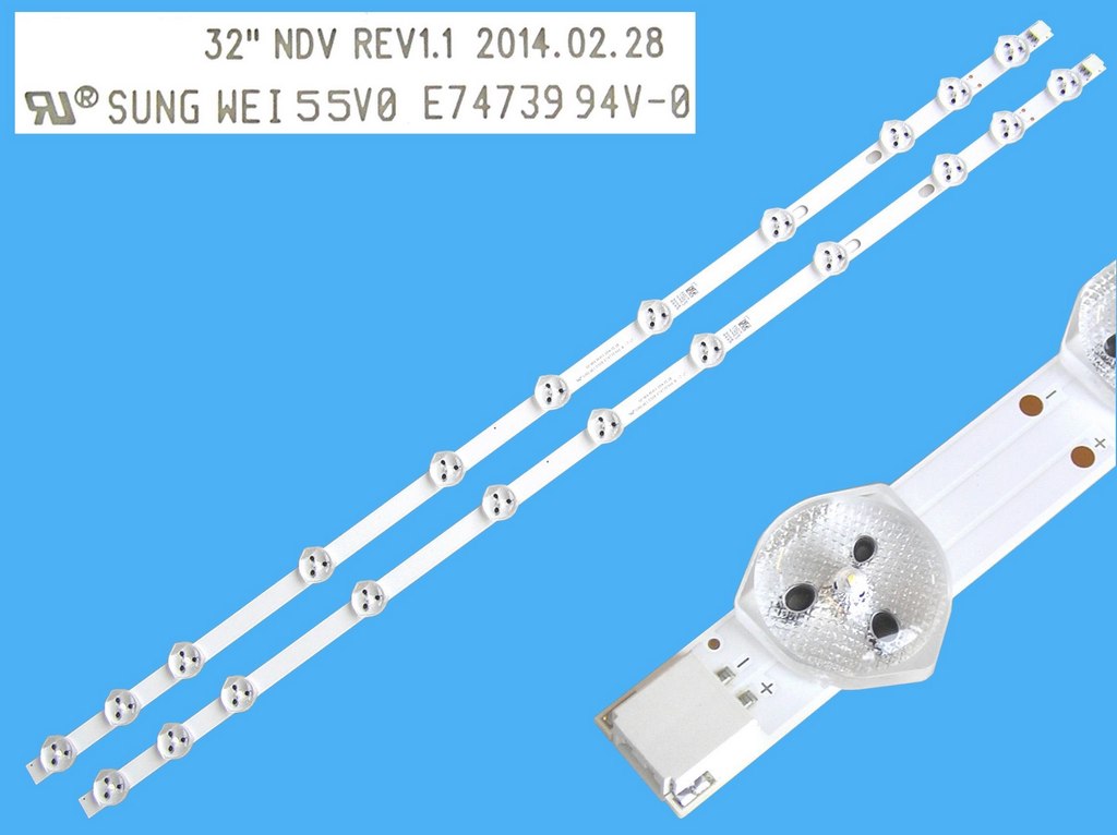 LED podsvit 575mm 11LED sada Vestel celkem 2 kusy / DLED Backlight 575mm - 11DLED, náhrada 30088565, 30096581, 30085679, 30092508, 30085675, 30099524, SVV315A38,