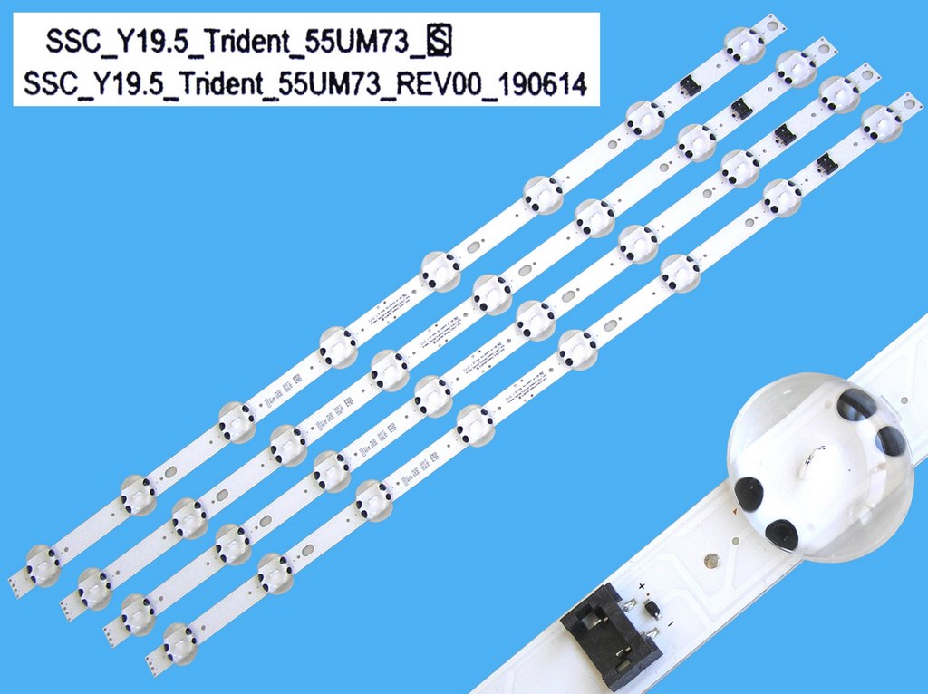LED podsvit 582mm sada LG AGM76689201 celkem 4 kusy / DLED Backlight 8 D-LED, SSC_Y19.5_Trident_55UM73_Rev00 / EAV4755801