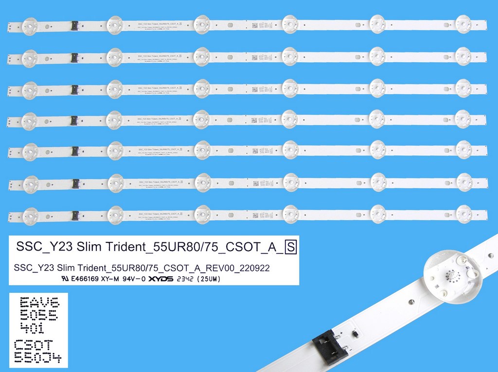 LED podsvit 610mm sada LG AGF30320602 LG celkem 7 kusů / DLED Backlight  SSC_Y23_Slim Trident 55UR80/75 / EAV65055401