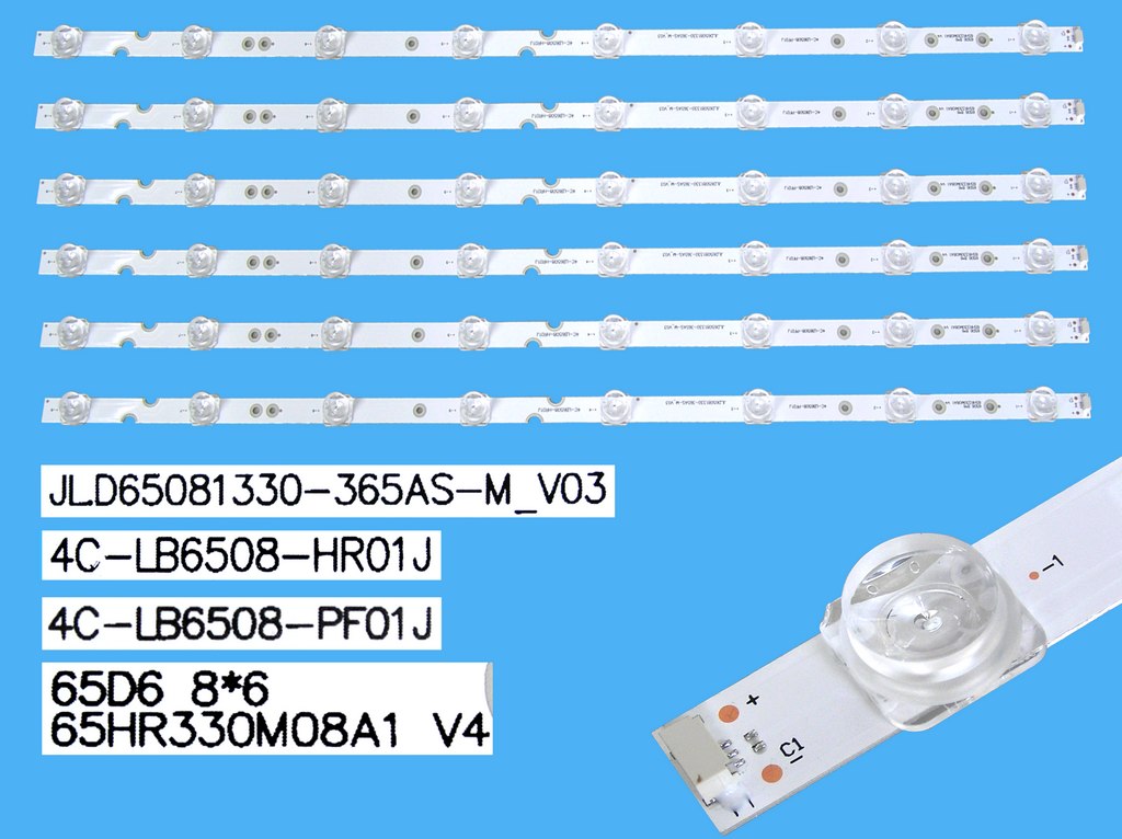 LED podsvit 615mm sada Thomson 4C-LB6508-HR01J celkem 6 kusů / DLED ARRAY TCL-65HR330M08A1 V4 / JL.D65081330-365AS-M_V03 / 4C-LB6508-PF01J, 4C-LB6508-ZM02J, náhrada