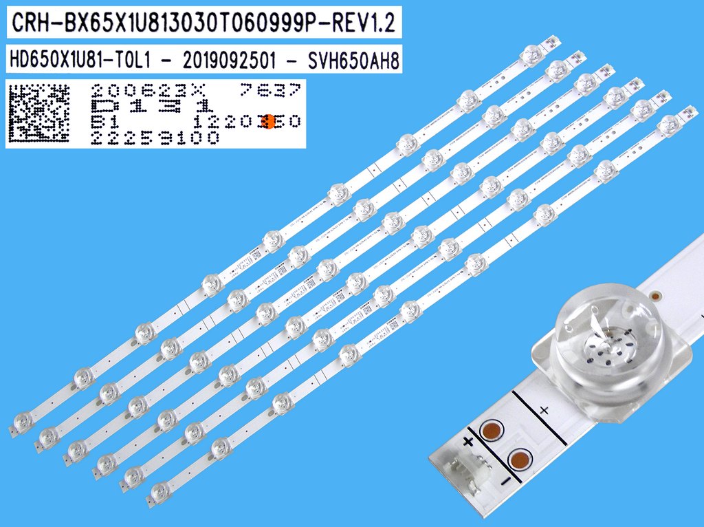 LED podsvit 618mm sada Hisense SVH650AH8 celkem 6 kusů / LED Backlight 618mm  HD650X1U81-T0L1-2019092501-SVH650AH8 / CRH-BX65X1U813030T060999P-Rev1.2 