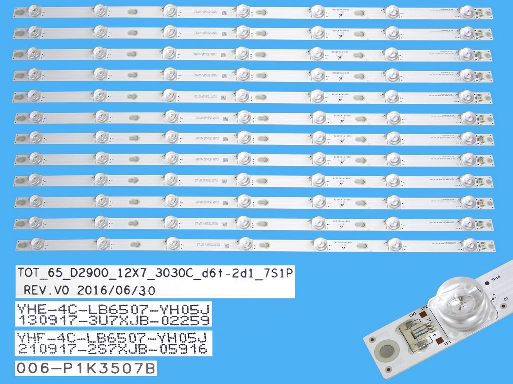 LED podsvit 632mm sada Thomson celkem 12 kusů / DLED Backlight 7DLED, T0T_65D2900_12x7_3030C_D6T / LB6507 / 130917 - náhradní výrobce