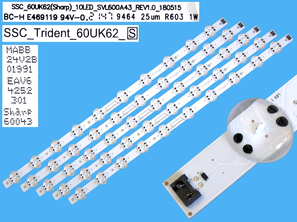 LED podsvit 670mm sada LG AGM76729101 celkem 5 pásků / DLED Backlight SSC_Trident_60UK62 / SVL600A43 náhradní výrobce