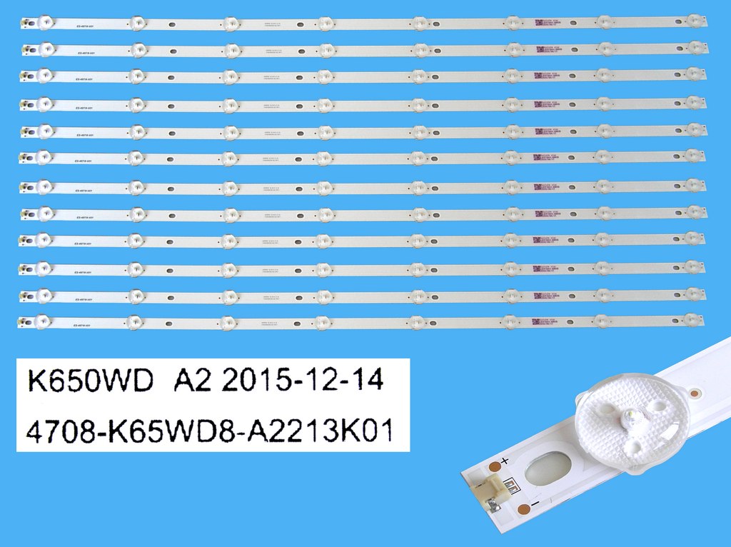 LED podsvit 698mm sada Toshiba celkem 12 kusů / LED Backlight Assy K650WD A2 / 4708-K65WD8-A2213K01 náhradní výrobce