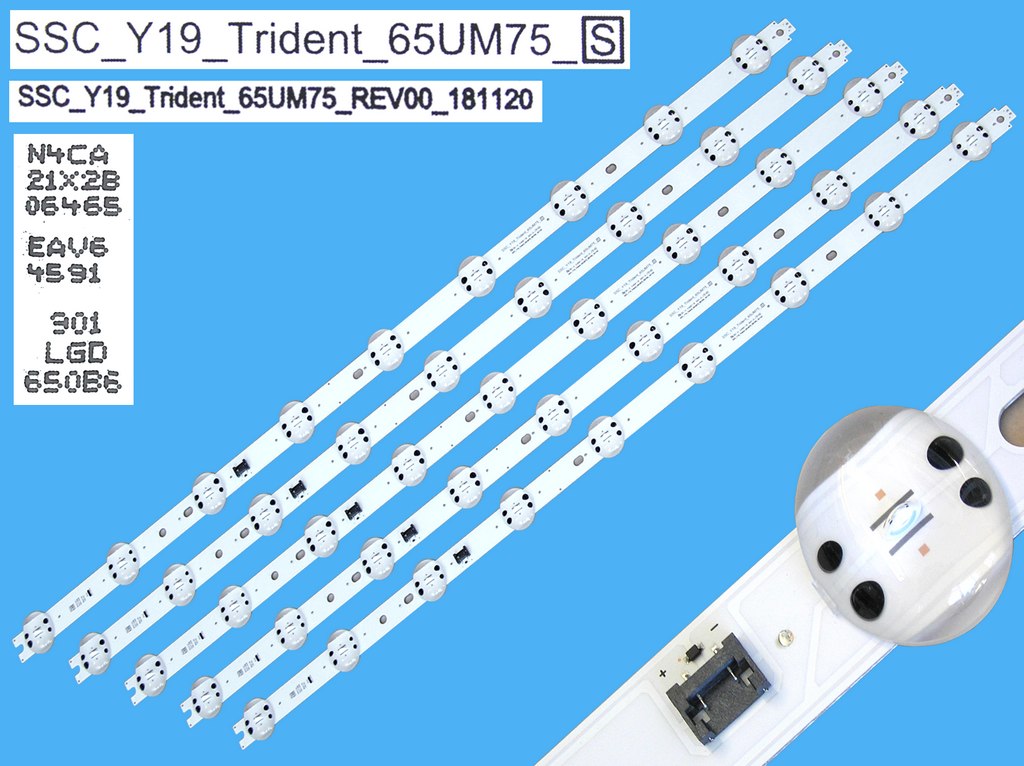 LED podsvit 725mm sada LG AGM76931001 celkem 5 kusů / DLED Backlight  9 D-LED, SSC_Y19_Trident_65UM75 / LGD650B6