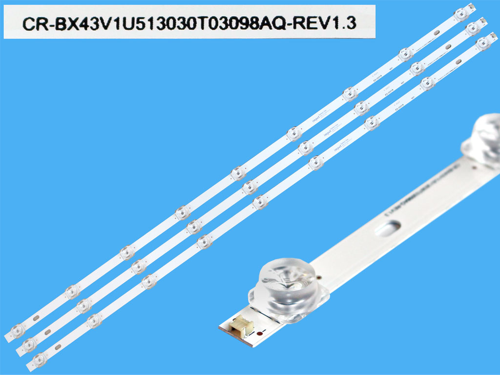 LED podsvit 761mm sada Hisense celkem 3 kusy / LED Backlight  9 DLED, JL.D42591330-003AS-M / CRH-BX43V1U513030T03098AQ-REV1.3, BX43V1U513030T03098AQ-REV1.3 