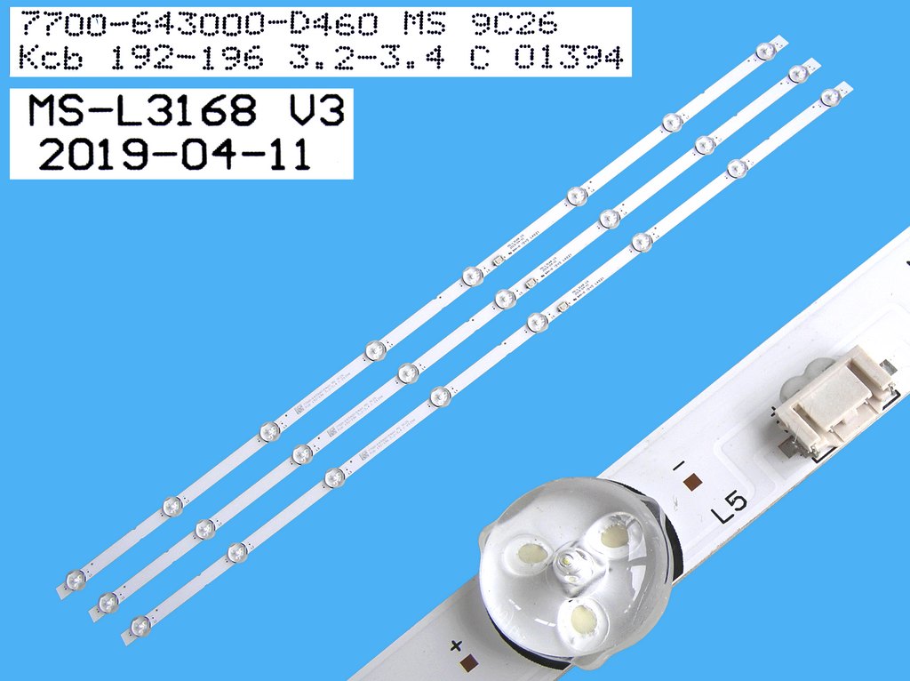 LED podsvit 770mm sada MS-L3168 V3 celkem 3 kusu / LED Backlight 770mm - 8 D-LED 7700-64300-D460 MS 9C26 / MS-L3168 V3 / LA021