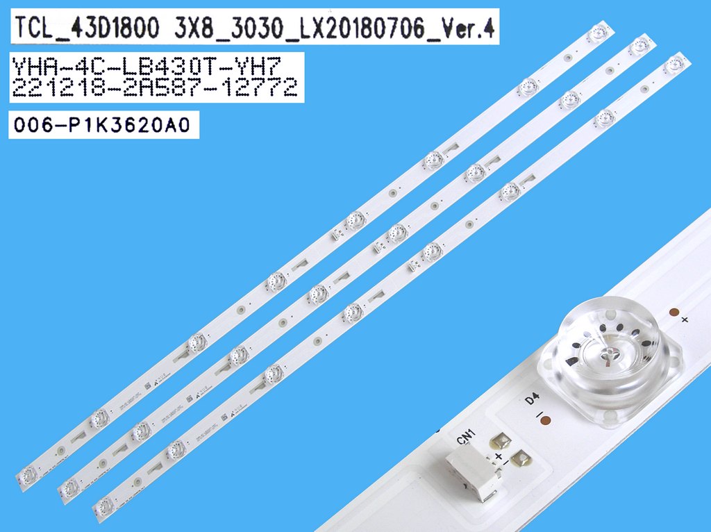 LED podsvit 770mm sada Thomson TCL_43D1800 celkem 3 pásky / DLED TOTAL ARRAY TCL_43D1800 3x8_3030_LX20180706_Ver.4 / 4C-LB430T-YH07
