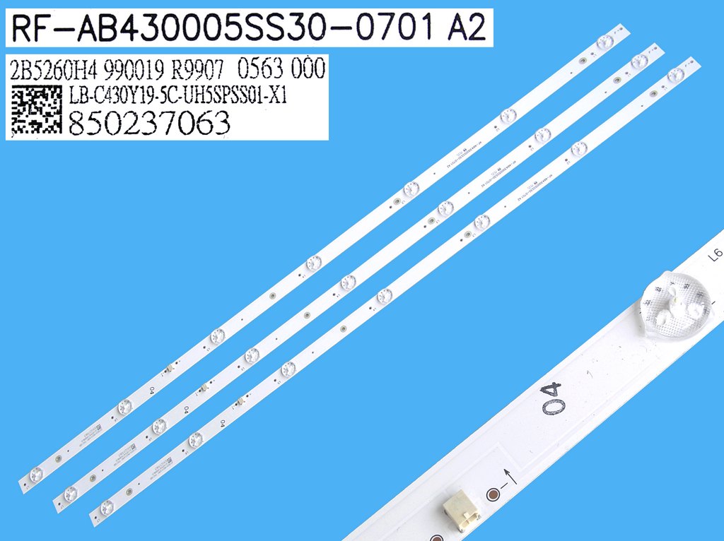 LED podsvit 800mm sada Changhong 850237063 celkem 3 kusy / LED Backlight 800mm  RF-AB430005SS30-0701 A2 / LB-C430Y19-5C-UH5SPSS01-X1