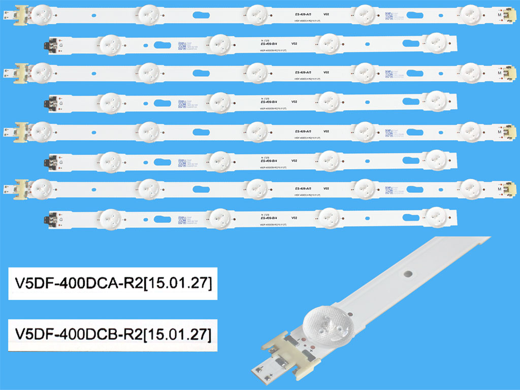 LED podsvit 820mm sada Samsung BN96-34783A + BN96-34784A celkem 8 pásků / LED Backlight Assy V5DF-400DCA-R2 5LED / V5DF-400DCB-R2 4LED