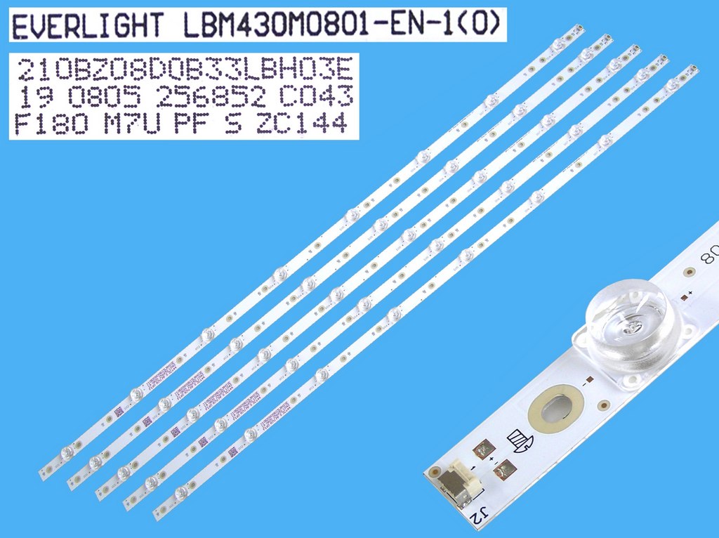 LED podsvit 828mm sada Philips celkem 5 kusů / LED Backlight 8 D-LED, LBM430M0801-EN-1(0) / 210BZ08D0B33LBH03E / 705TLB43B33LBH02EA