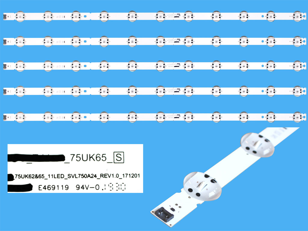 LED podsvit 832 mm sada LG  celkem 5 kusů / DLED Backlight 11 D-LED, SSC_TRIDENT_75UK65 