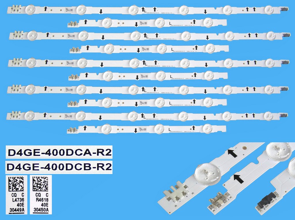 LED podsvit 832mm sada Samsung BN96-30449A + BN96-30450A celkem 10 pásků / LED Backlight Assy D4GE-400DCA-R2 / BN9630449A + D4GE-400DCB-R2 / BN9630450A