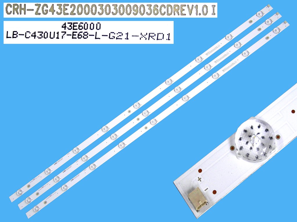 LED podsvit 838mm sada ChangHong celkem 3 pásky / DLED Backlight 838mm - 9 D-LED, CRH-ZG43E2000303009036CDREV1.0I / LB-C430U17-E68-L-G21-XRD1 / 43E6000