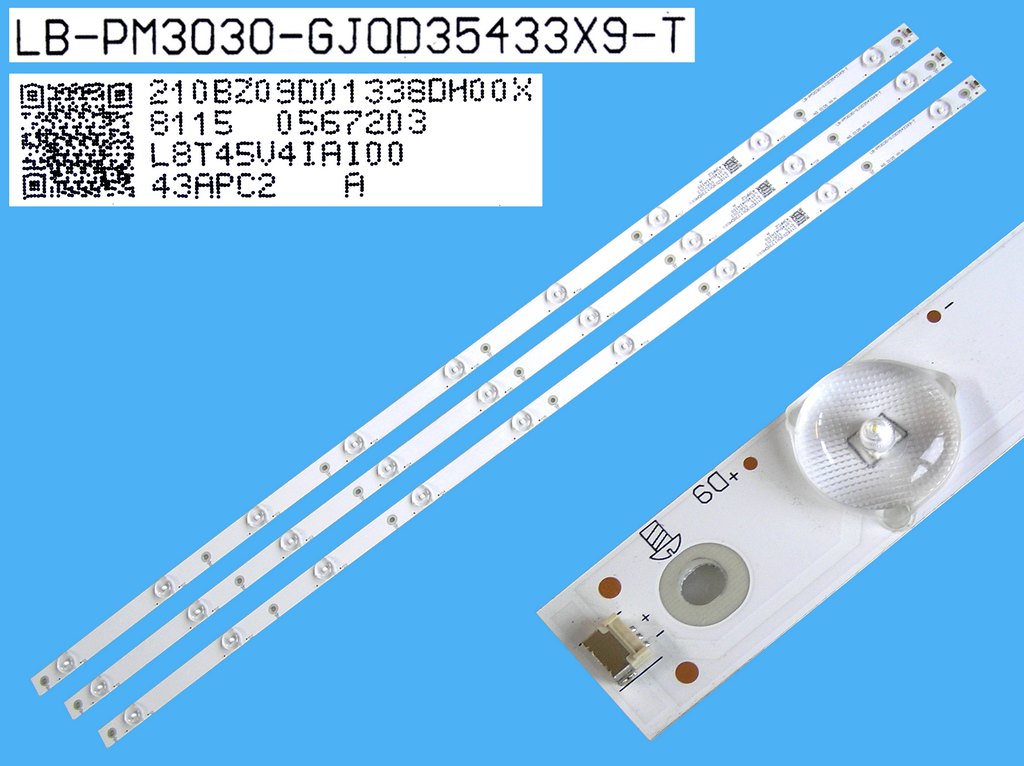 LED podsvit 838mm sada Philips GJ0D35433X9-T celkem 3 pásky / DLED TOTAL ARRAY  LB-PM3030-GJ0D35433X9-T / 210BZ09D01338DH00X / 705TLB43B338BH00X