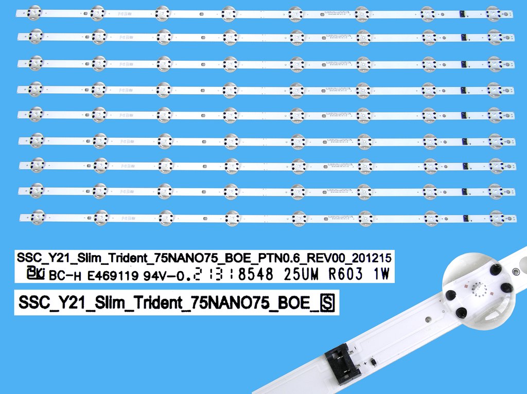 LED podsvit 840mm sada LG AGF30125402 celkem 9 páskú / DLED Backlight  SSC_Y21_Slim_Trident_75NANO75_BOE / BOE750DS - originál LG