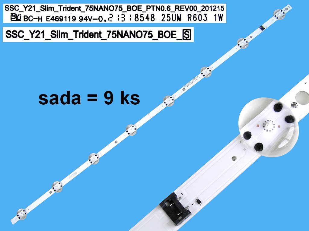 LED podsvit 840mm sada LG AGF30125402 celkem 9 páskú / DLED Backlight  SSC_Y21_Slim_Trident_75NANO75_BOE / BOE750DS - originál LG