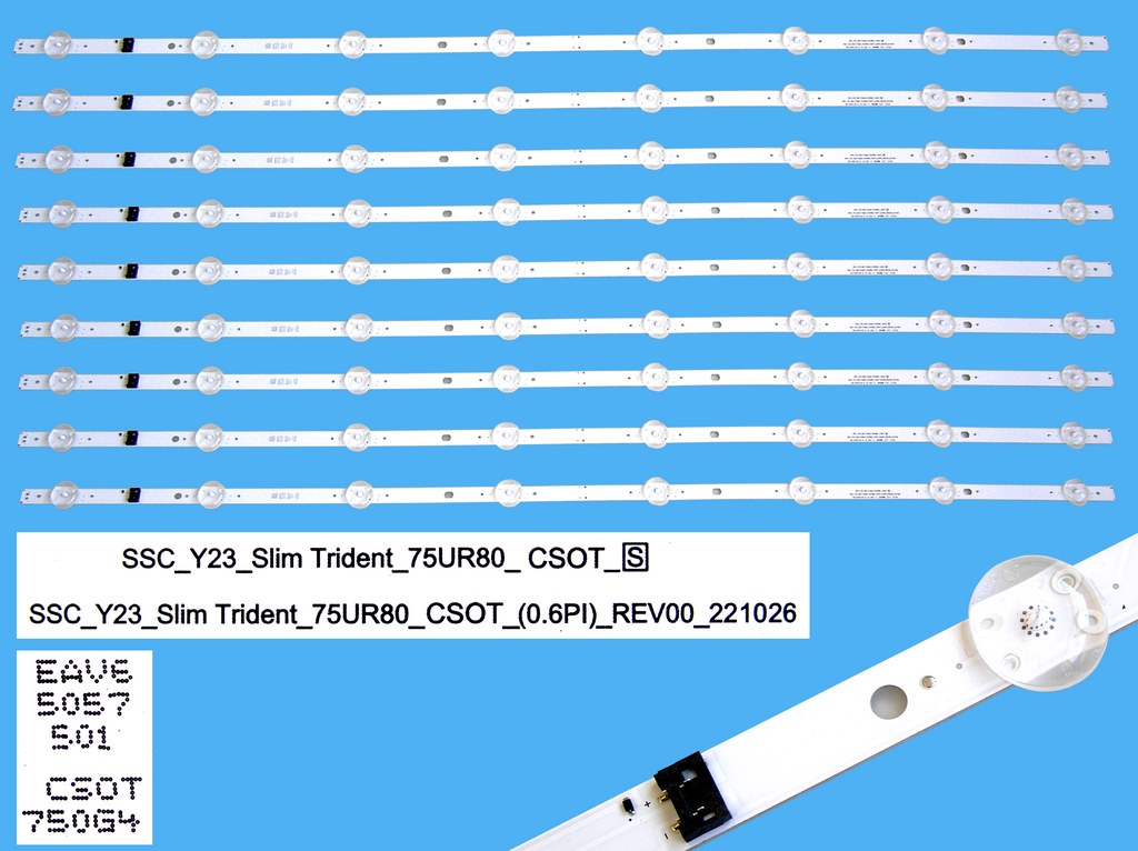 LED podsvit 840mm sada LG AGF30125407 celkem 9 kusů / DLED Backlight SSC Y23_Slim Trident_75UR80_CSOT / EAV5057501