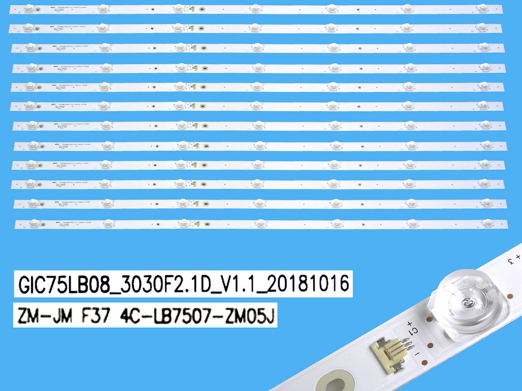 LED podsvit 850mm sada Thomson 4C-LB7507-ZM05J celkem 12 pásků / DLED TOTAL ARRAY MPEG GIC75LB08_3030F2.1D_V1.1 / 4C-LB7507-ZM05J náhradní výrobce