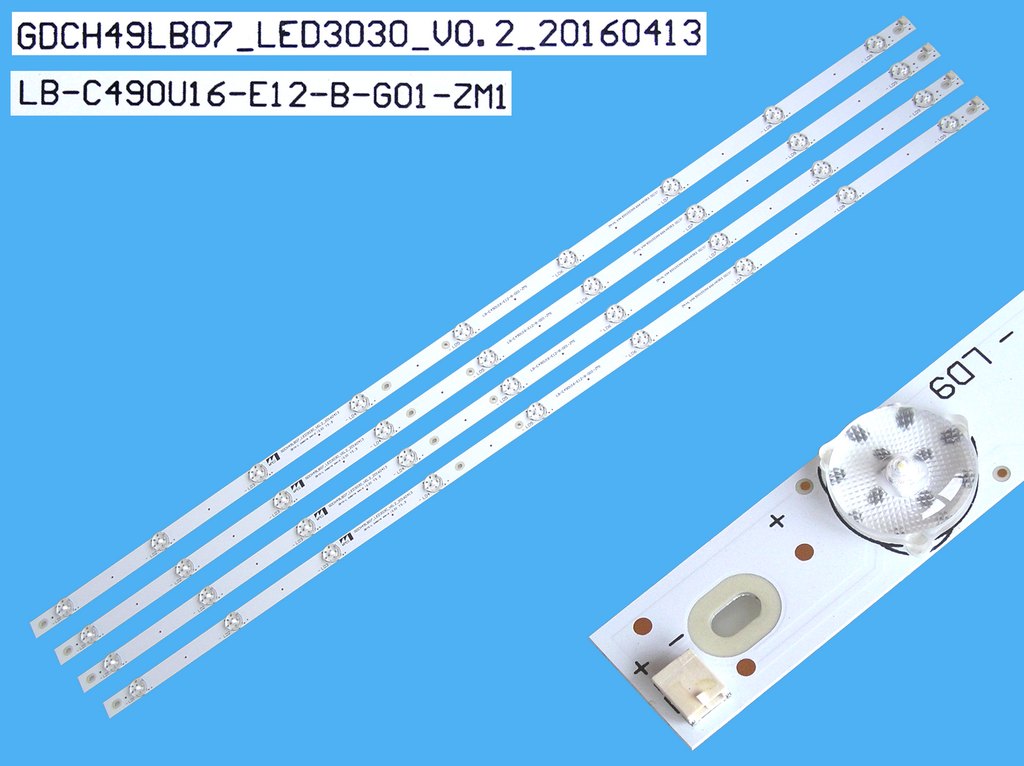 LED podsvit 957mm sada ChangHong celkem 4 kusy / LED Backlight GDCH49LB07_LED3030_V0.2_20160413 / LB-C490U16-E12-B-G01-ZM1 / 850155399