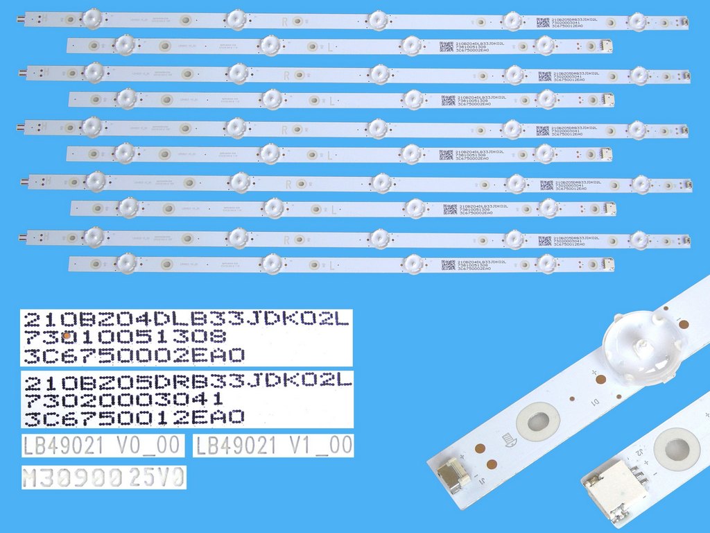 LED podsvit 993mm sada Philips celkem 10 pásků / LED Backlight LB49021V0-00 + LB49021V1-00 / 210BZ04DLB33JDK02L + 210BZ05DRB33JDK02L / M3090025V0 /