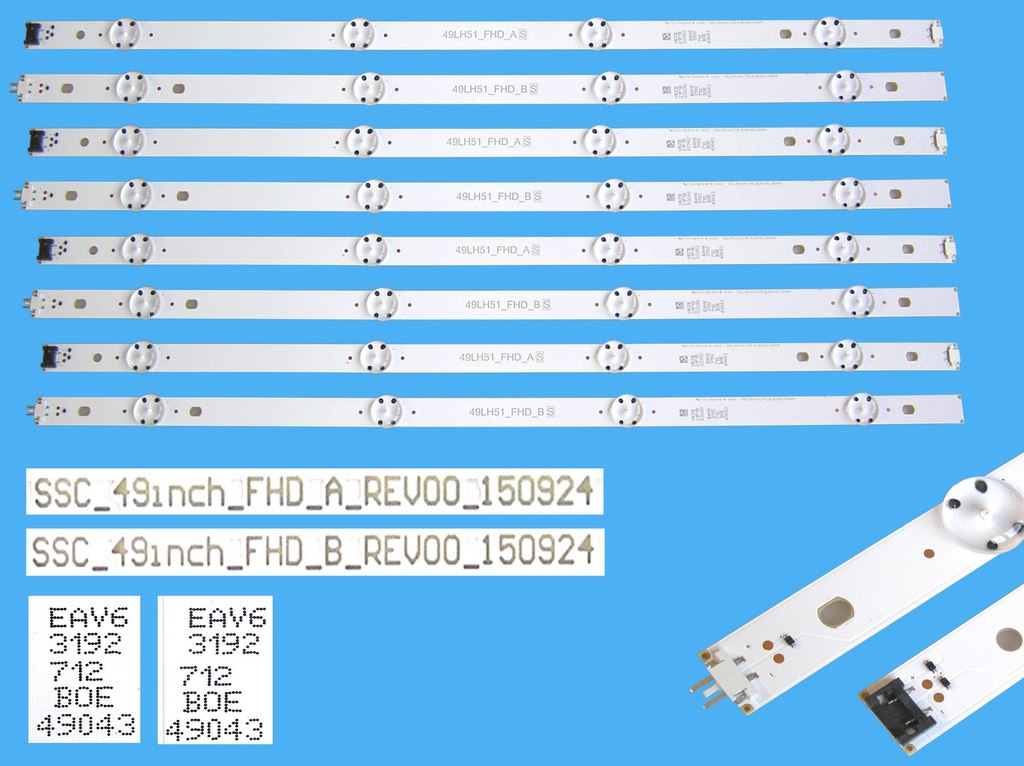 LED podsvit 995mm, 8LED sada LG celkem 8 kusů / D-LED Backlight SSC-49inch-FHD / 49LH51/LH57-FHD-A + 49LH51-FHD-B