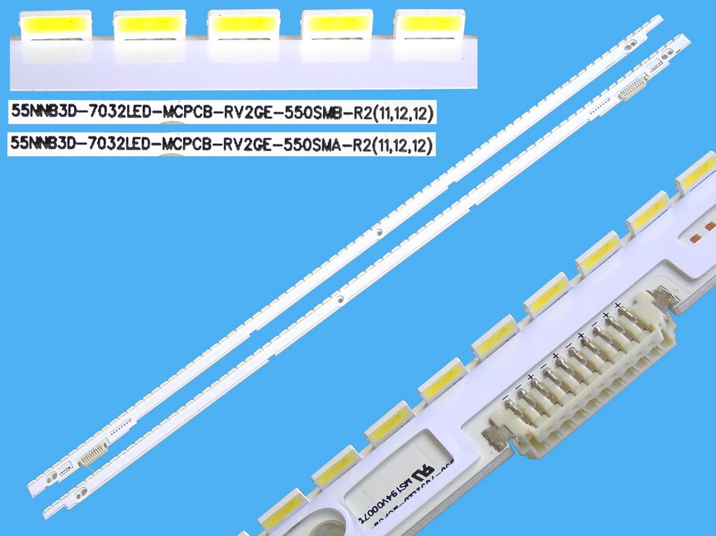 LED podsvit EDGE 1360mm sada Samsung celkem 2 kusy / LED Backlight edge 680mm - 76 LED BN96-21813A + BN96-21814A / 55NNB-7032LED-MCPCB-RV2GE-550SMA