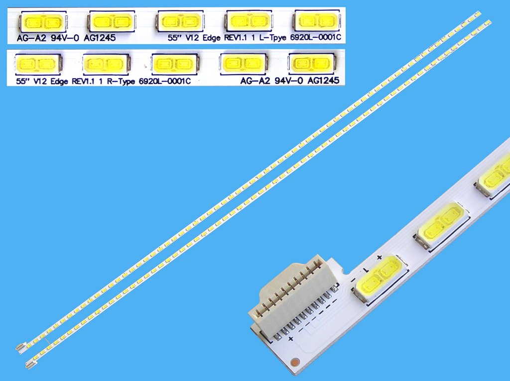 LED podsvit EDGE 1380mm sada LG celkem 2 pásky / LED Backlight edge 2 x 690mm - 132 LED  6920L-0001C / 55" V12 Edge L-type + R-Type