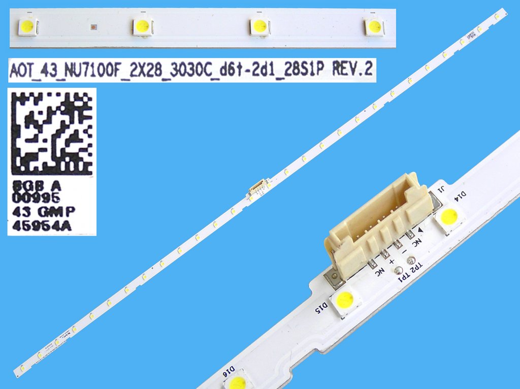 LED podsvit EDGE 462mm / LED Backlight edge 462mm - 28 LED  BN96-45954A - LED3030 / LM41-00798A / AOT-43-NU7100F-2x28-3030C-28S1P / L1_RU7K_D3_CDM_S28(1)_R1.0_T40_100_LM41-00798A