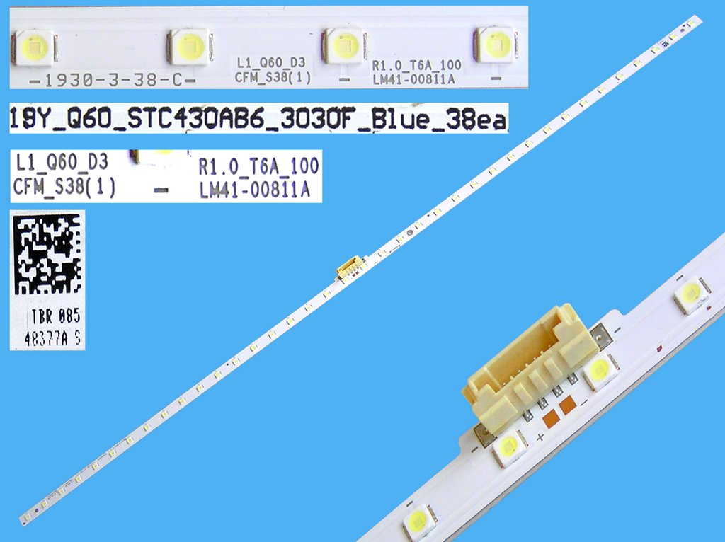 LED podsvit EDGE 462mm / LED Backlight edge 462mm - 38 LED  BN96-48377A / LM41-00811A / L1_Q60_D3_CFM_S38(1)_R1.0_T6A_100 / 19Y_Q60_STC430AB6_3030F_Blue_38ea
