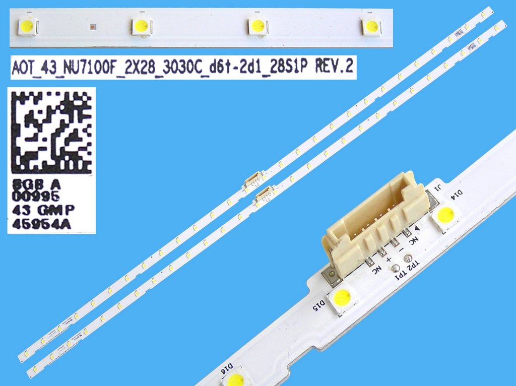 LED podsvit EDGE 462mm sada Samsung celkem 2 pásky / LED Backlight edge 462mm - 28 +28 LED náhrada BN96-45954AL - LED3030 / LM41-00798A / AOT-43-NU7100F-2x28-3030C-28S1P / L1_RU7K_D3_CDM_S28(1)_R1.0_T40_100_LM41-00798A / V8N1-430SM0-R0