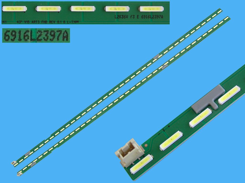 LED podsvit EDGE 468mm sada LG celkem 2 pásky / LED Backlight edge 468mm - 39 +39 LED 43" V15 ART3 FHD REV0.1 / 6916L2397A + 6916L2398A