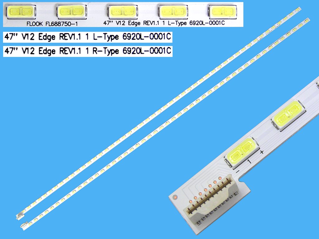 LED podsvit EDGE 594mm sada LG celkem 2 kusy / LED Backlight edge  48 + 48 LED  47" V12 EDGE REV1.1