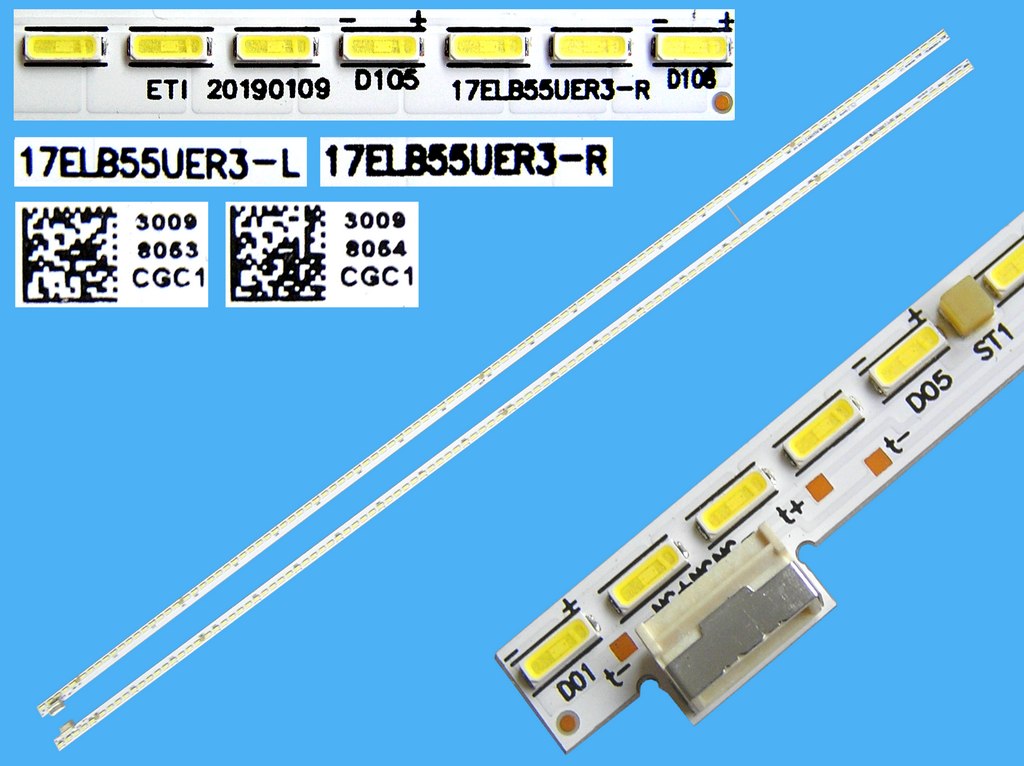 LED podsvit EDGE 602mm sada Vestel 23606248 celkem 2 kusy / LED BAR.55" 108+108LED, 17ELB55UER3-L + 17ELB55UER3-R / 30098063 + 30098064