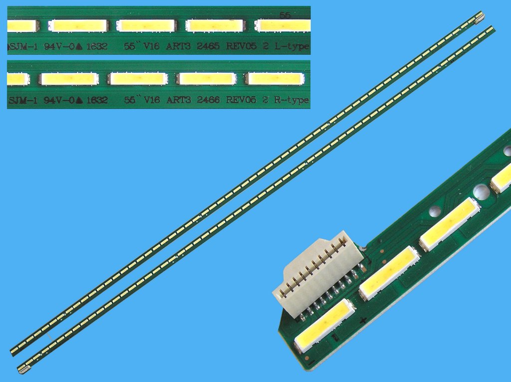 LED podsvit EDGE 604mm sada LG celkem 2ks  / LED Backlight edge 604mm - 60 LED  55"V16 ART3 2465 REV05 + 55"V16 ART3 2466 REV05
