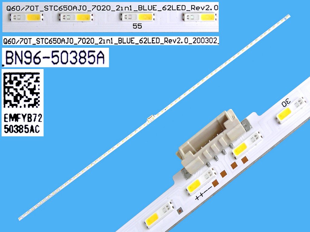 LED podsvit EDGE 705mm Samsung BN96-50385A / LED Backlight edge BN9650385A / Q60/70T_STC650AJ0_7020_2in_BLUE_62LED_Rev2.0_200302
