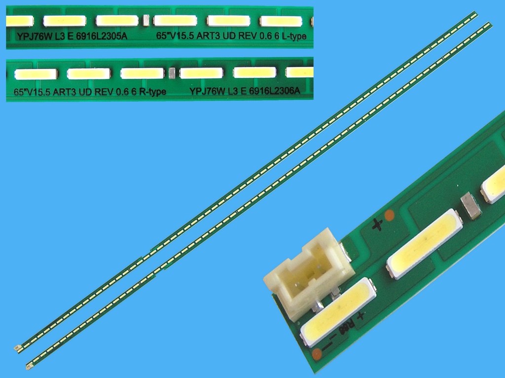 LED podsvit EDGE 710mm AGF80318101 sada LG celkem 2 kusy / LED Backlight edge 2x68 LED 6916L-2305A + 6916L-2306A / 65" V15.5 ART3 UD Rev0.65
