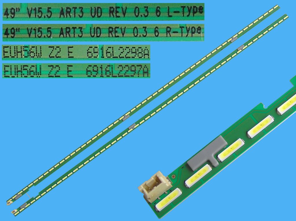 LED podsvit EDGE sada LG AGF79040501 535mm celkem 2 ks / LED Backlight edge 535mm - 54LED 6916L2297A + 6916L2298A / 49" V15.5 ART3