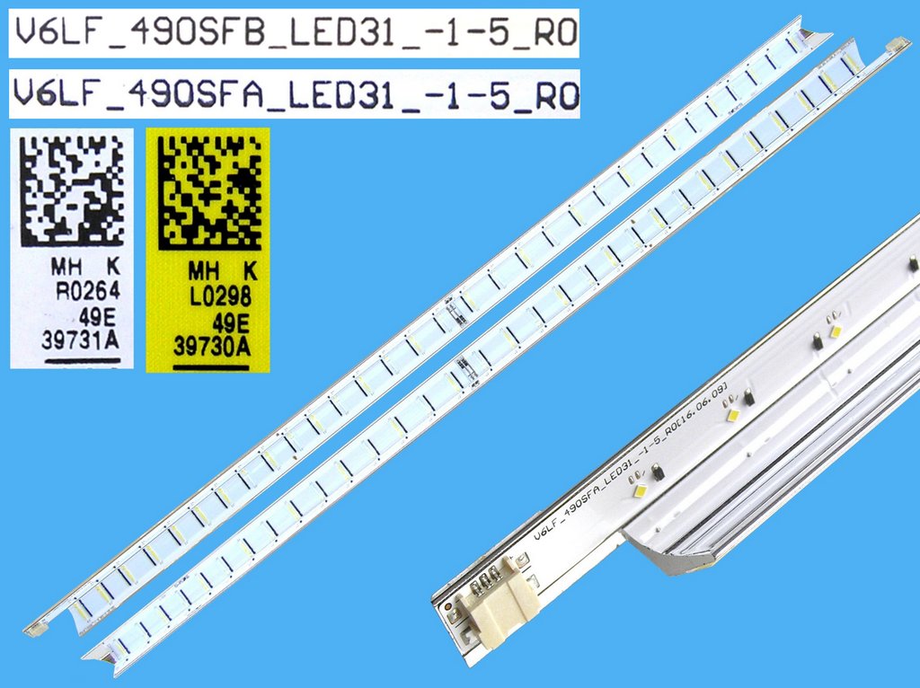 LED podsvit EDGE sada Samsung 49" celkem 2 kusy / LED Backlight edge 2 x 515mm - 31 LED náhrada BN96-39730A / V6LF-490SFB-LED31-1-5-R0 + BN96-39731A